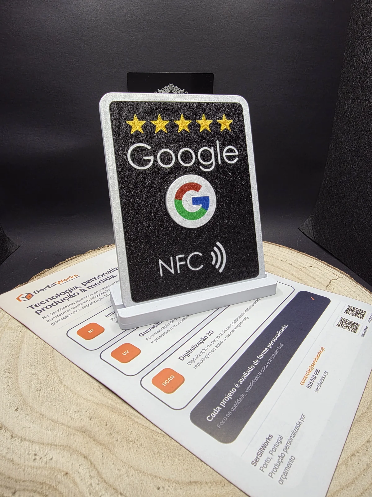 Placa NFC para avaliações Google impressa em 3D